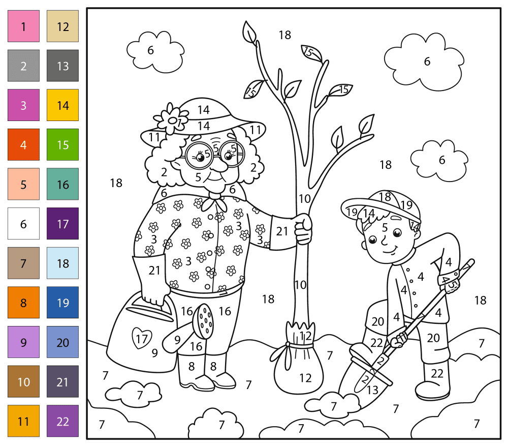 Granny Color By Number Coloring Page Md Coloring Page — Free Printable — free printable coloring page